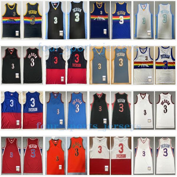 retro mitchell and ness basketball iverson 3 allen jerseys, Black;red