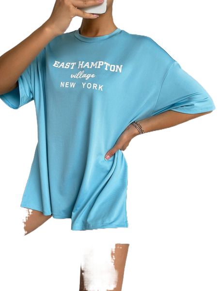 letter graphic split hem drop shoulder tee & biker shorts r6ov#, White 
letter graphic split hem drop shoulder tee & biker shorts r6ov#, White