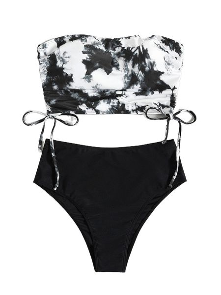 tie dye bandeau bikini swimsuit l9at#, White;black
tie dye bandeau bikini swimsuit l9at#, White;black