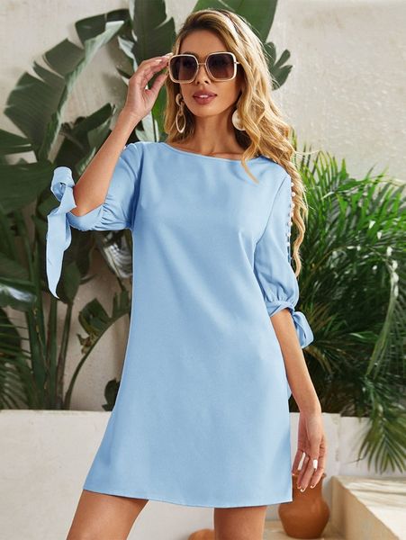 pearls cut-out sleeve knot cuff dress e0cc#, Black;gray