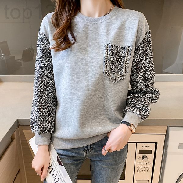 women's hoodies & sweatshirts designer star's same grey round neck sweater women's autumn 2021 new loose coat splicing small, Black
women's hoodies & sweatshirts designer star's same grey round neck sweater women's autumn 2021 new loose coat splicing small, Black