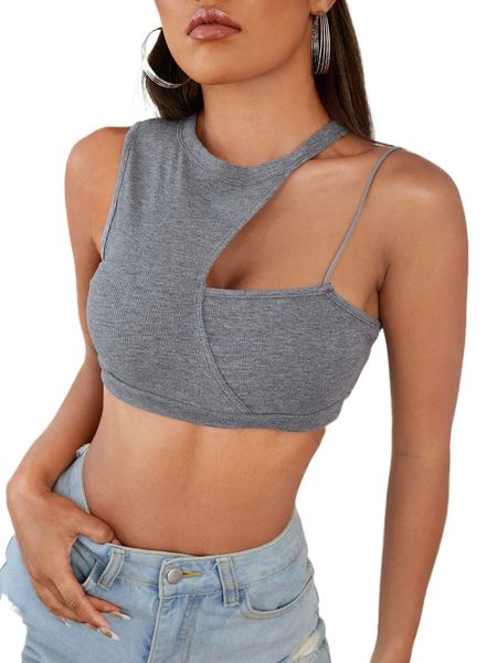 cutout shoulder solid crop f5bq#, White
cutout shoulder solid crop f5bq#, White