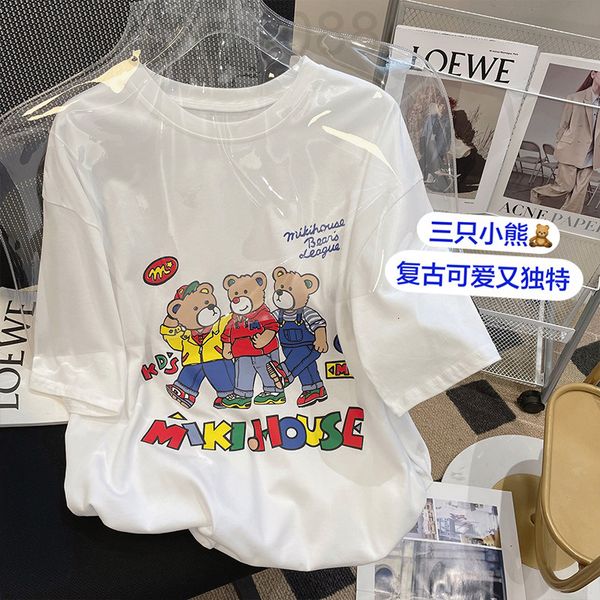 women's t-shirt designer cartoon cute bear print short sleeve t-shirt women's summer korean loose casual lazy style student linp, White
women's t-shirt designer cartoon cute bear print short sleeve t-shirt women's summer korean loose casual lazy style student linp, White