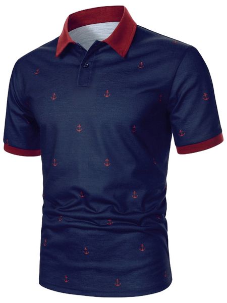 men allover print polo shirt i1se#, White;black