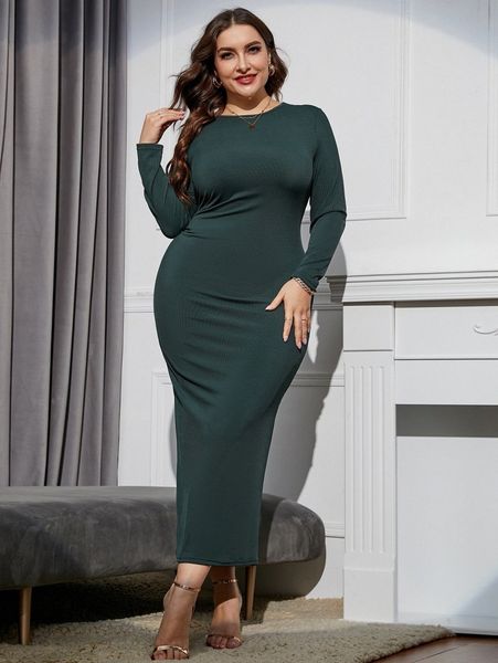 plus ribbed knit bodycon dress a9na#, Black
plus ribbed knit bodycon dress a9na#, Black