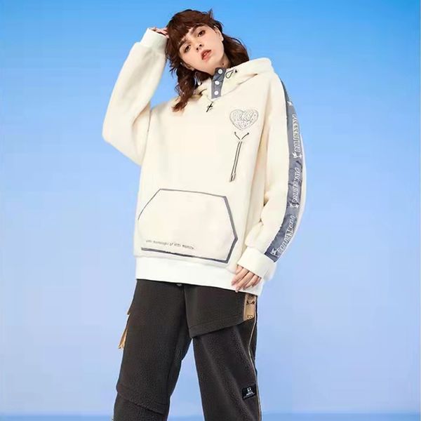 women's hoodies sweat shirts autumn and winter color contrast embroidery letter printing lamb cashmere hooded lady tide card leisure ti, Black
women's hoodies sweat shirts autumn and winter color contrast embroidery letter printing lamb cashmere hooded lady tide card leisure ti, Black
