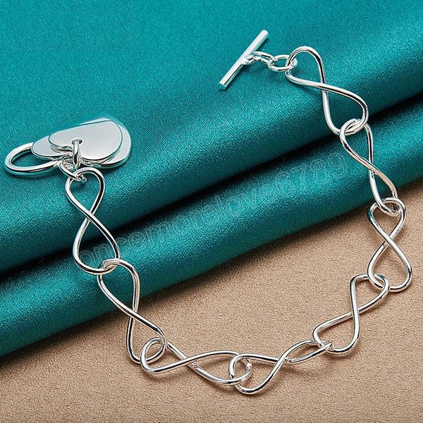 925 sterling silver two heart pendant bracelet enlace chain for woman charm wedding engagement party fashion jewelry, Black
925 sterling silver two heart pendant bracelet enlace chain for woman charm wedding engagement party fashion jewelry, Black
