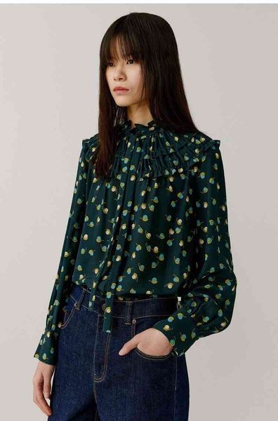 women's blouses & shirts xiaohe women's wear crepe de chine lotus leaf collar pleated early autumn silk shirt, White
women's blouses & shirts xiaohe women's wear crepe de chine lotus leaf collar pleated early autumn silk shirt, White