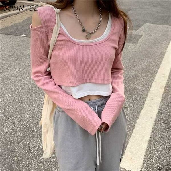 off shoulder fake two pieces long sleeve tshirts women korean style corp ins hollow out slim simple trendy chic 220809, White
off shoulder fake two pieces long sleeve tshirts women korean style corp ins hollow out slim simple trendy chic 220809, White