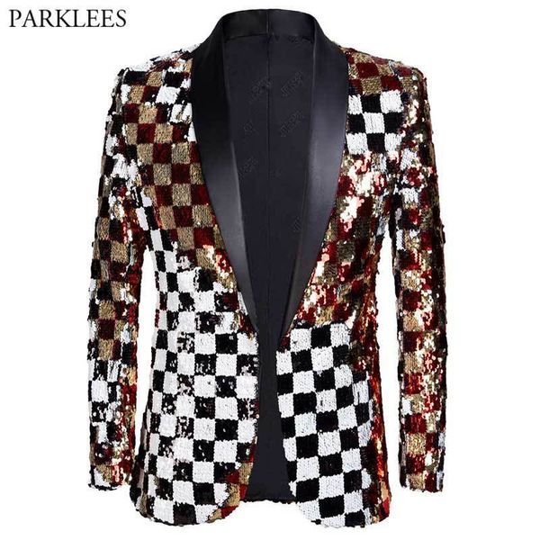 shiny square plaid sequin tuxedo blazer men one button shawl lapel mens party suit jacket wedding grom stage singer costume 3xl 220809, White;black
shiny square plaid sequin tuxedo blazer men one button shawl lapel mens party suit jacket wedding grom stage singer costume 3xl 220809, White;black