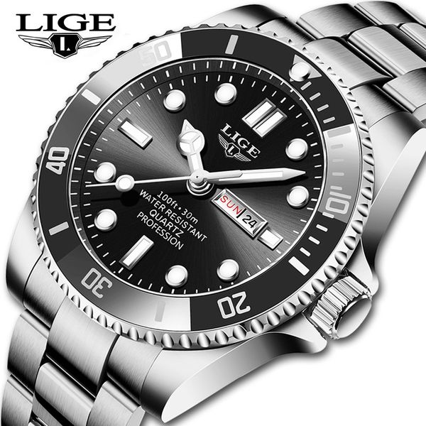 2021 lige watches mens brand luxury gold black date quartz watch for men fashion waterproof wrist watches relojes hombre+box, Silver
2021 lige watches mens brand luxury gold black date quartz watch for men fashion waterproof wrist watches relojes hombre+box, Silver