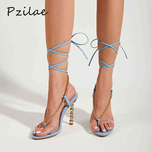 sandals pzilae transparent pvc metal chain rome women crosstied strange high heel thong summer party pumps shoes new 220704, Black
sandals pzilae transparent pvc metal chain rome women crosstied strange high heel thong summer party pumps shoes new 220704, Black
