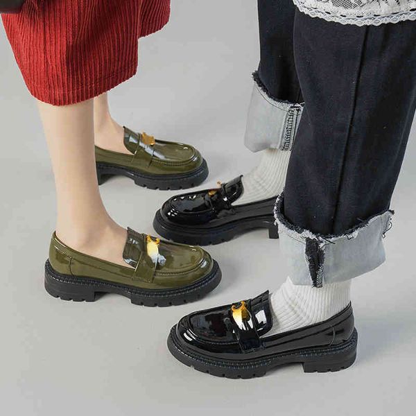 british style small patent leather thick bottom increased one foot on leofo shoes round head single, Black
british style small patent leather thick bottom increased one foot on leofo shoes round head single, Black