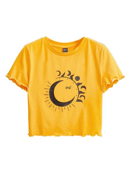 x sasha beytler moon & letter graphic lettuce trim tee g40c#, White
x sasha beytler moon & letter graphic lettuce trim tee g40c#, White