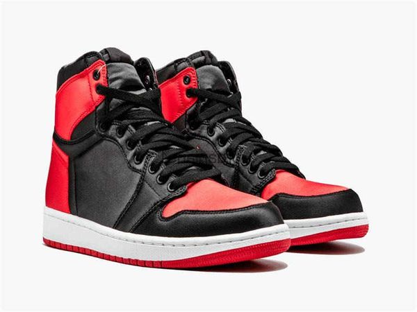 shoes jumpman 1 high og se satin mens banned black red original fast delivery