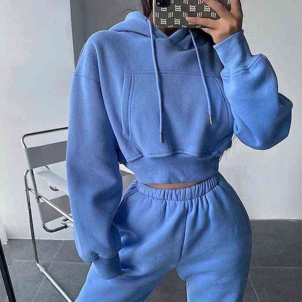 european american treet hooded short pocket plus fleece hoodies korean high waist loose foot trousers two piece set womens set t220726, Gray
european american treet hooded short pocket plus fleece hoodies korean high waist loose foot trousers two piece set womens set t220726, Gray