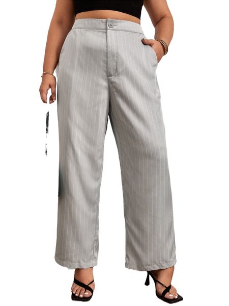 plus striped high waist tailored pants o5fh#, Black
plus striped high waist tailored pants o5fh#, Black