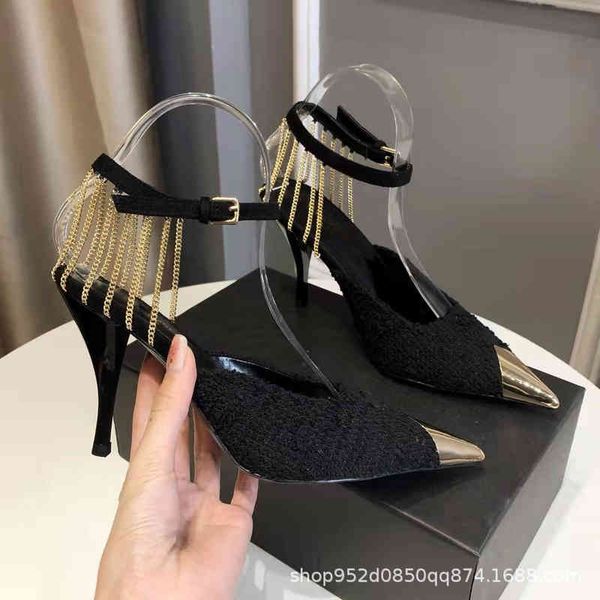 sandals rose's same metal pointed tassel thin high-heeled sandals temperament goddess evening style single shoes spring, Black
sandals rose's same metal pointed tassel thin high-heeled sandals temperament goddess evening style single shoes spring, Black