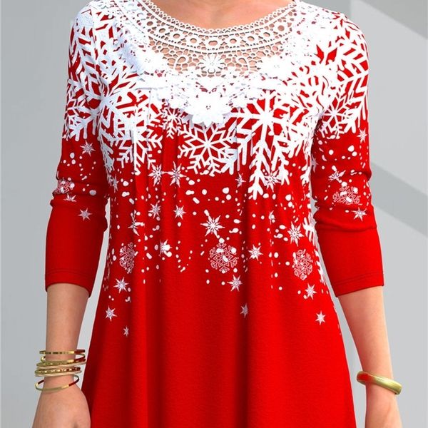 women's tshirt snowflake printed lace stitched tshirt autumn women casual oneck long sleeve pullover fashion street party tees 230206, White
women's tshirt snowflake printed lace stitched tshirt autumn women casual oneck long sleeve pullover fashion street party tees 230206, White