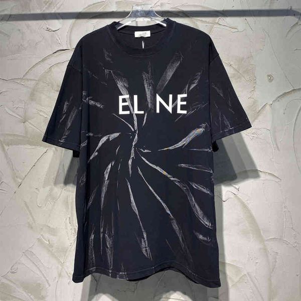 women's t-shirt correct version luxury cel letter printing heavy industry washing water tie dyeing technology men's and women', White
women's t-shirt correct version luxury cel letter printing heavy industry washing water tie dyeing technology men's and women', White