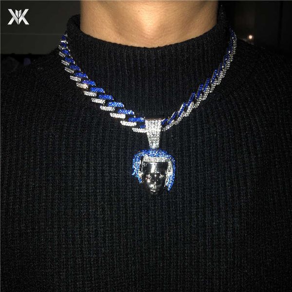 new diamond color diamond cuban chain xxxtentacion head pendant hiphop street rap necklace, Silver
new diamond color diamond cuban chain xxxtentacion head pendant hiphop street rap necklace, Silver