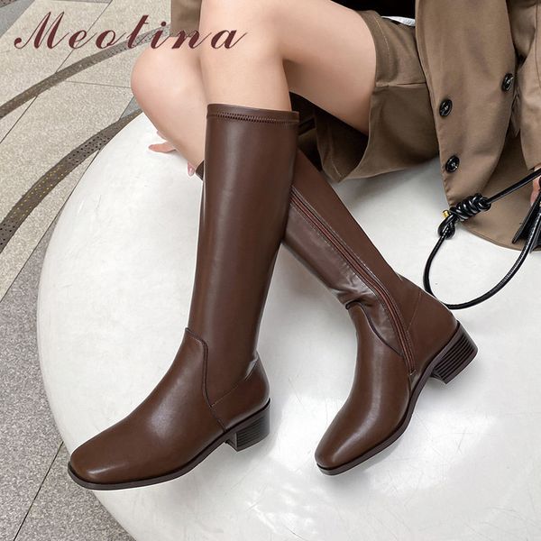 genuine leather knee high boots square toe mid heel woman chunky long zipper female shoes brown black 210517
genuine leather knee high boots square toe mid heel woman chunky long zipper female shoes brown black 210517