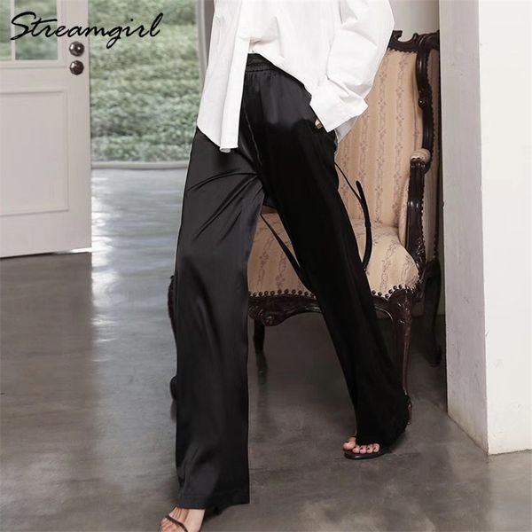 summer women's wide leg pants high waist female trousers elegant casual lace up drape soft summer loose pants for women white 201113, Black;white
summer women's wide leg pants high waist female trousers elegant casual lace up drape soft summer loose pants for women white 201113, Black;white