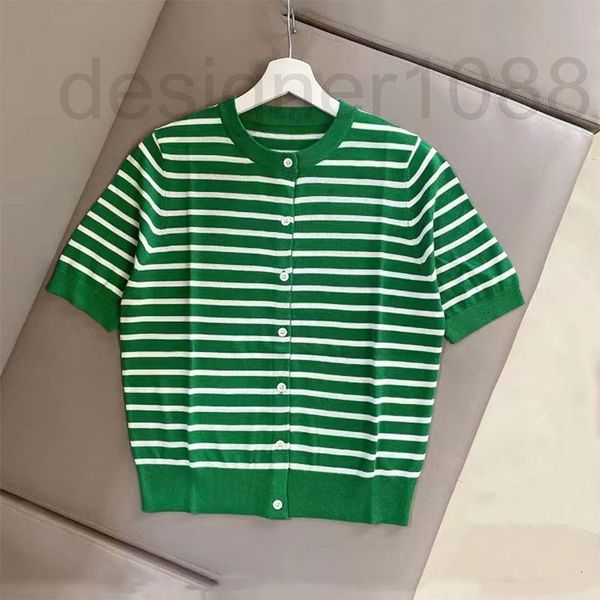 women's knits & tees designer 2022 summer fashion versatile thin round neck single breasted contrast striped knit slim women's sho, White
women's knits & tees designer 2022 summer fashion versatile thin round neck single breasted contrast striped knit slim women's sho, White