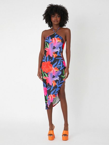newness halter neck floral print tie back asymmetrical hem dress 41zc#, Black;gray
newness halter neck floral print tie back asymmetrical hem dress 41zc#, Black;gray