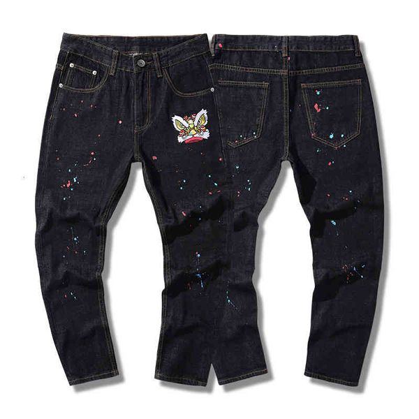 men's jeans autumn men's elastic small leg jeans paint spray embroidery butterfly slim pants 80 fs3l, Blue
men's jeans autumn men's elastic small leg jeans paint spray embroidery butterfly slim pants 80 fs3l, Blue