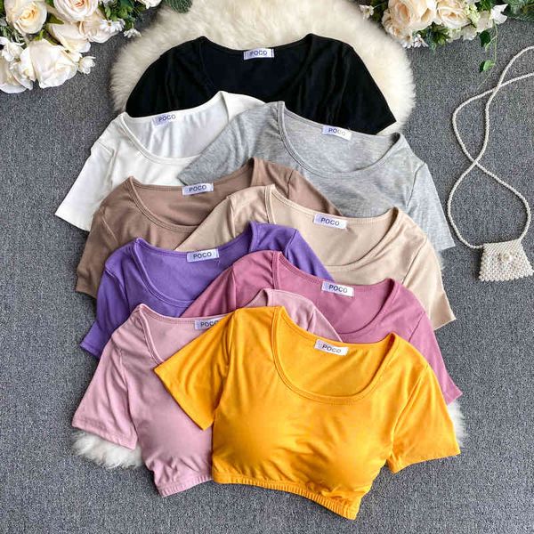 women's t-shirt short sleeve 2022 women's navel revealing blouse basic pullover versatile dance clothes short women gmqo, White
women's t-shirt short sleeve 2022 women's navel revealing blouse basic pullover versatile dance clothes short women gmqo, White