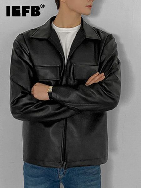 iefb men's solid color casual leather jacket large pockets personality design korean style slim fashionable 9a1732 220816, Black;brown
iefb men's solid color casual leather jacket large pockets personality design korean style slim fashionable 9a1732 220816, Black;brown
