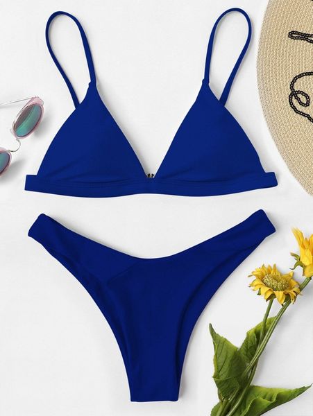 plain triangle bikini swimsuit 38i4#, White;black