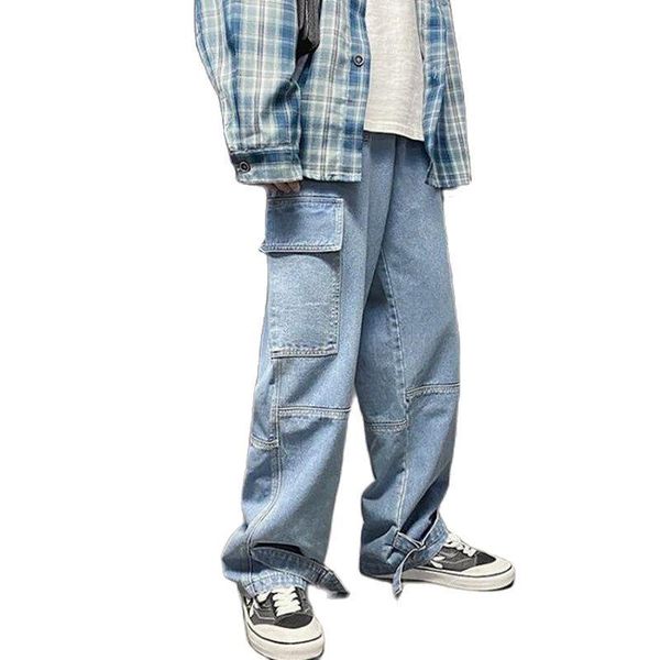 men's jeans men's solid color straight harem korean man loose denim trousers streetwear male casual pants, Blue
men's jeans men's solid color straight harem korean man loose denim trousers streetwear male casual pants, Blue