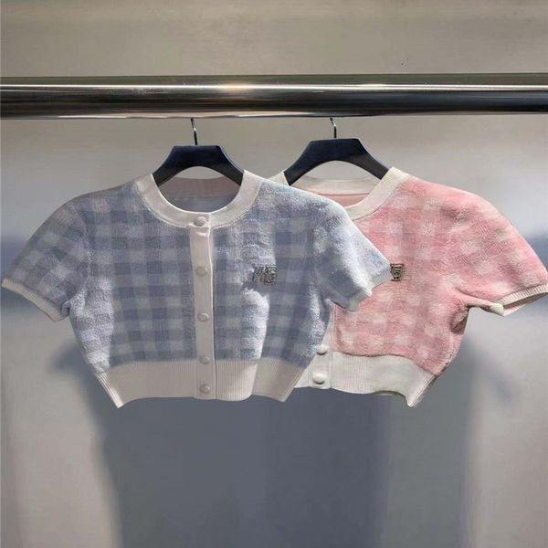 women's t-shirt dang family slim fit letter lattice round neck short sleeve t-shirt women's small fragrance knitted cardigan, White 
women's t-shirt dang family slim fit letter lattice round neck short sleeve t-shirt women's small fragrance knitted cardigan, White