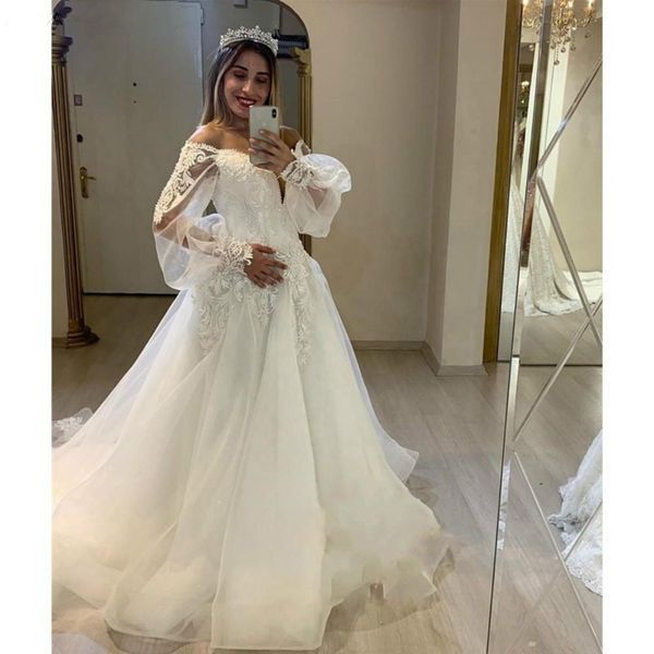 2022 arabic simple wedding dresses a line formal bridal gowns off shoulder illusion boho lace appliques beads tulle beach floor length plus, White
2022 arabic simple wedding dresses a line formal bridal gowns off shoulder illusion boho lace appliques beads tulle beach floor length plus, White