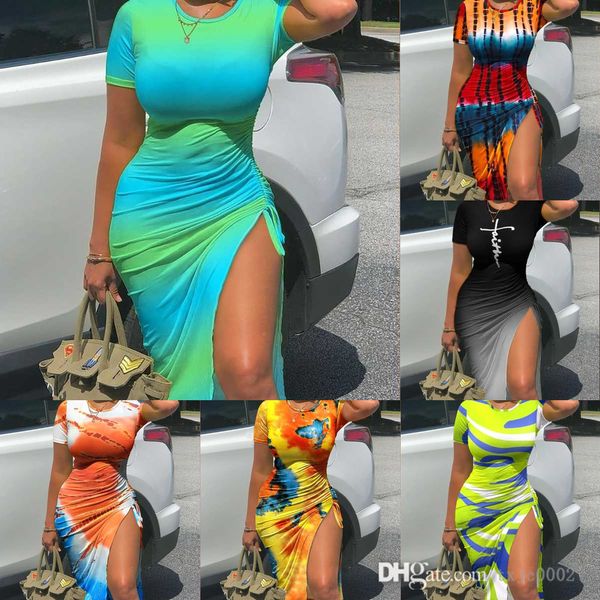 europe and america casual dresses 2022 summer women tie dye printed short sleeve club wear drawstring split bodycon dress, Black;gray
europe and america casual dresses 2022 summer women tie dye printed short sleeve club wear drawstring split bodycon dress, Black;gray