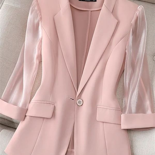 thin pink suit womens spring and summer korean fashion slim three quarter sleeves casual jacket lady office blazer 220811, White;black
thin pink suit womens spring and summer korean fashion slim three quarter sleeves casual jacket lady office blazer 220811, White;black