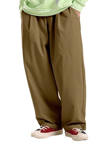 men solid wide leg pants q67d#, Black