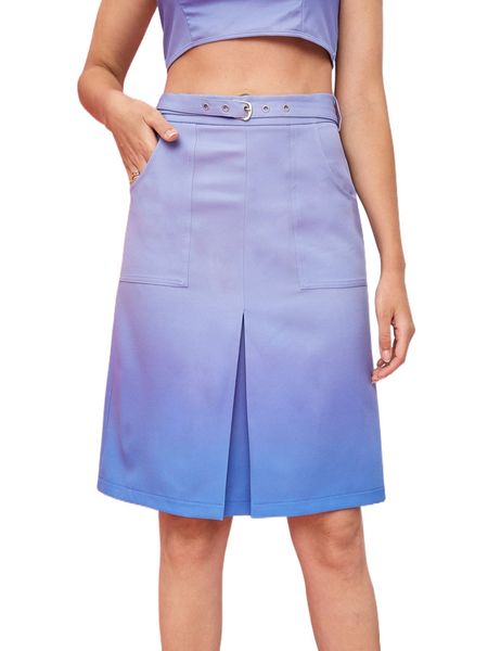 x shelby ombre plicated detail pocket patched belted skirt p4cn#, Black 
x shelby ombre plicated detail pocket patched belted skirt p4cn#, Black