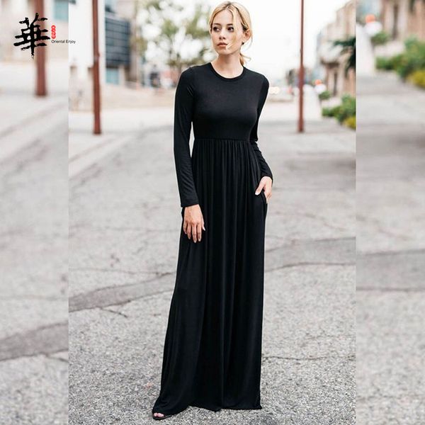 long sleeve dress women black pleated maxi autumn clothes casual es for vestido 220721, Black;gray
long sleeve dress women black pleated maxi autumn clothes casual es for vestido 220721, Black;gray