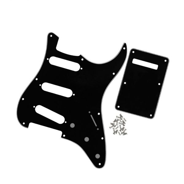 set of black 3ply 11 hole sss guitar pickguard scratch plate back plate cavity spring cover screws guitar parts
set of black 3ply 11 hole sss guitar pickguard scratch plate back plate cavity spring cover screws guitar parts