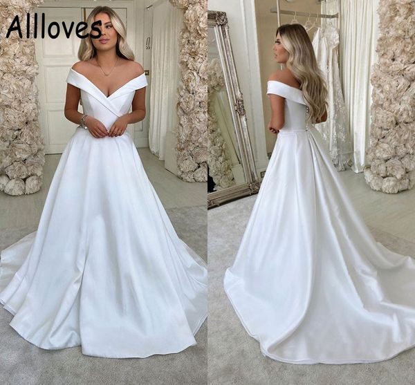 plus size off the shoulder a line wedding gowns simple satin arabic aso ebi solid boho garden bridal dresses sweep train formal brides gowns, White
plus size off the shoulder a line wedding gowns simple satin arabic aso ebi solid boho garden bridal dresses sweep train formal brides gowns, White