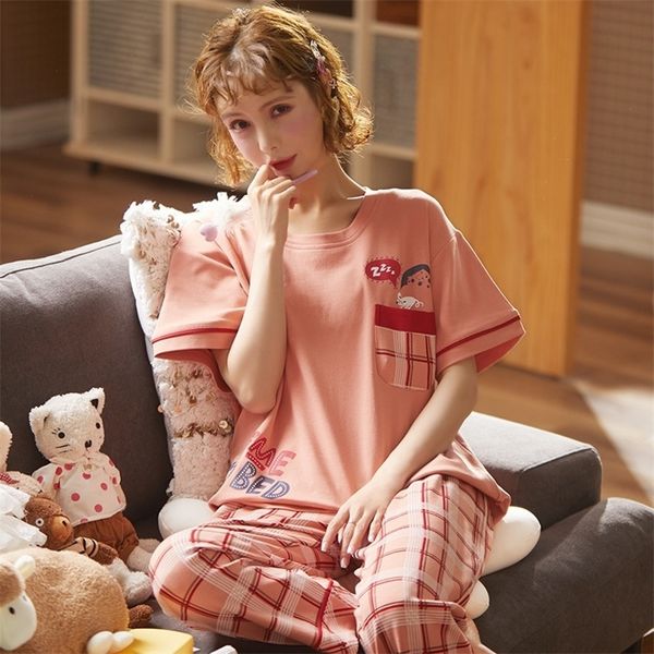women pajamas set spring new thin cartoon printed short sleeve cute sleepwear casual homewear female pyjamas homewear loungewear 201114, Black;red
women pajamas set spring new thin cartoon printed short sleeve cute sleepwear casual homewear female pyjamas homewear loungewear 201114, Black;red