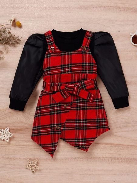 toddler girls gigot sleeve & plaid asymmetrical hem belted overall dress she, White
toddler girls gigot sleeve & plaid asymmetrical hem belted overall dress she, White