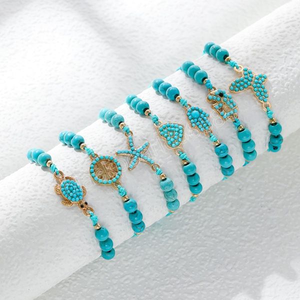 bohemia ethnic natural stone turquoise beads heart charm bracelets for women vintage starfish butterfly rope jewelry gifts, Golden;silver
bohemia ethnic natural stone turquoise beads heart charm bracelets for women vintage starfish butterfly rope jewelry gifts, Golden;silver