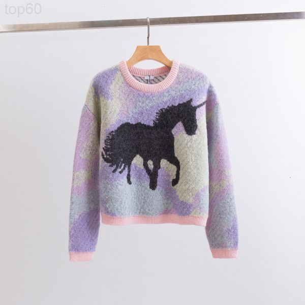 women's knits & tees designer unicorn sweater 2022 spring and autumn high proportion mohair wool pullover sweater women's short lo, White
women's knits & tees designer unicorn sweater 2022 spring and autumn high proportion mohair wool pullover sweater women's short lo, White