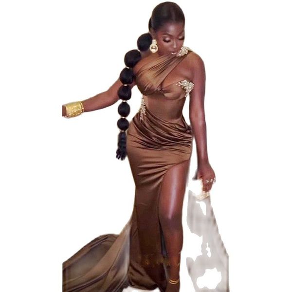 2022 mermaid prom dresses with beads pearls side train one shoulder side split evening gowns for black girls aso ebi party
2022 mermaid prom dresses with beads pearls side train one shoulder side split evening gowns for black girls aso ebi party