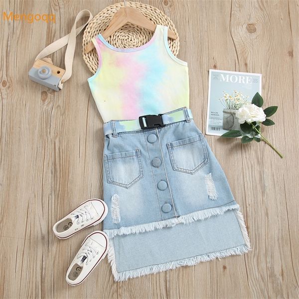 fashion kids baby girls summer tie dyed vest denim buttons tassel skirts belt toddler children clothes set 2pcs 18m 6y 220620, White
fashion kids baby girls summer tie dyed vest denim buttons tassel skirts belt toddler children clothes set 2pcs 18m 6y 220620, White