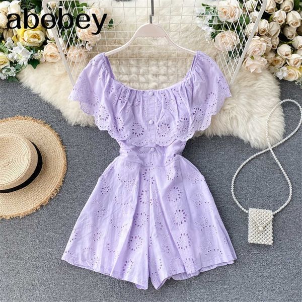 slash neck women jumpsuits sweet ruffles hollow solid rompers summer fashion wide leg short rompers 210715, Black;white
slash neck women jumpsuits sweet ruffles hollow solid rompers summer fashion wide leg short rompers 210715, Black;white